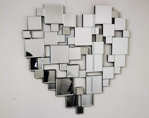 Heart shaped glass mirror - shaped, wall