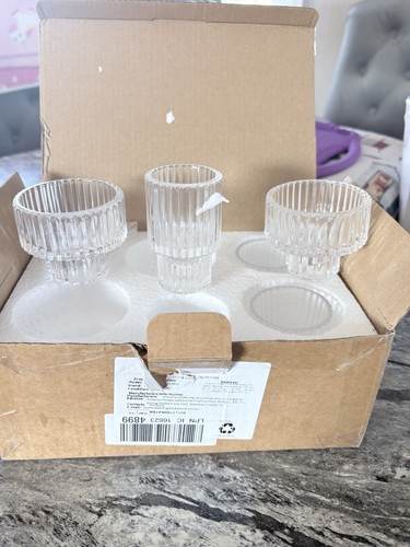 Set clear ribbed glass - set,