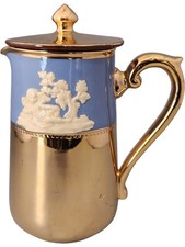 Gibsons Staffordshire England Vintage Coffee Pot with Gilt Detailing 