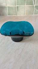Vintage Sowerby Posy Bowl Turquoise Blue Pressed Glass 1930s to 1960s, Tyneside