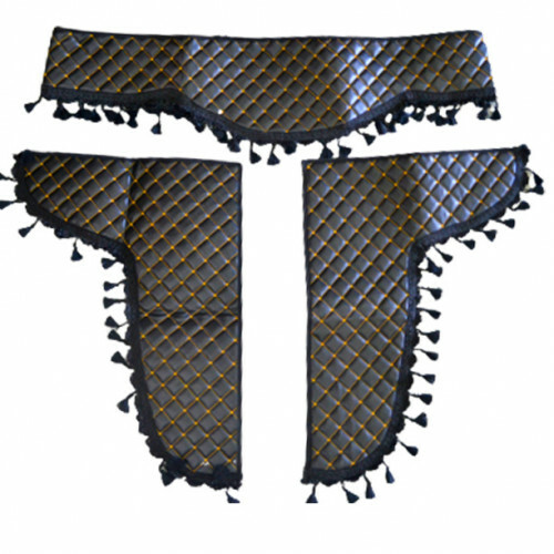Black eco leather curtains - black,