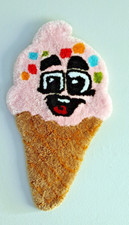 Cute Handmade Ice Cream Wall Rug / Hanging 25 x 43 cm  Tufted Acrylic Yarn
