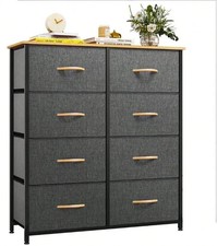 Fabric Chest of Drawers, 8 Drawer Dresser for Bedroom, Black