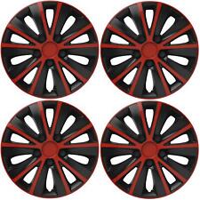 4 x 15" Alloy Look Red & Black Stripe Multi-Spoke Wheel Trims Hub Caps Covers