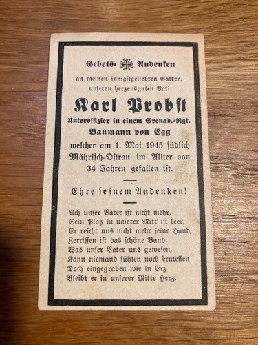 Ww2 german death card - ww2, karl