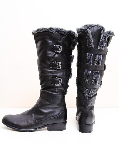 New women ara black leather - black,