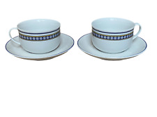 Tognana Porcelain 2  x Coffee Cups and Saucers White Blue Petals