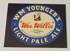 Wm Younger's - Bott. By T&P Dobson - Dublin - Wee Willie Ale - Old Beer Label 