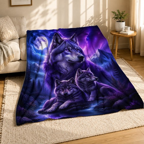 Moonlit wolf family - moonlit,