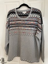 Apricot Fair Isle Relaxed Fit Grey/ Multi  Oversized Jumper Size 16 ( Eur XL).
