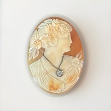 Shell Cameo Brooch Oval Woman