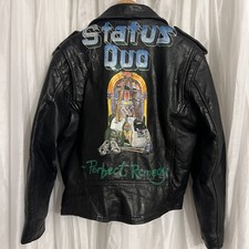 Vintage 1970s Status Quo Black Leather Rockers Jacket