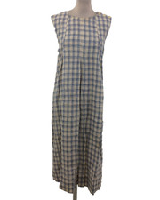 Toast Women's Dress Size S Blue Mix Round Neck Check 100% Linen Pockets Used F1