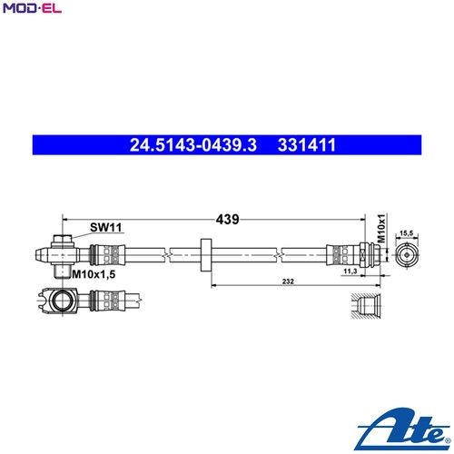 Brake hose 5143 0439 - hose, 24.5143-0439.3