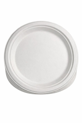 Bagasse paper round plates - plates, 9"