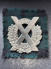 Scottish Horse Yeomanry, British Army Cap Badge. With Backing Tartan.