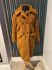 Topshop Teddy Coat Brown Borg