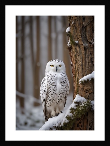 Serene owl framed wall - wall, art