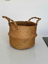 Seagrass Belly Basket Flower Plant Pots Laundry Storage Home Garden Woven