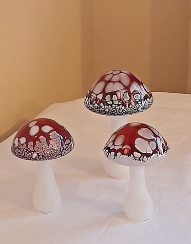 Heron glass brown mushroom set - glass,