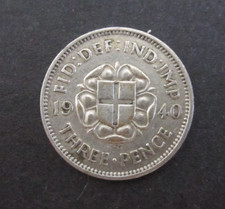 GEORGE VI SILVER 1940 THREEPENCE 3d IN GREAT CONDITION.