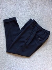 ZARA BLACK HIGH WASITED TURN UP HEM SMART CROPPED TROUSERS SIZE 10-12 EXCON 