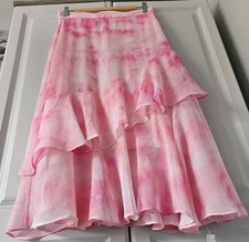 OMNES Pink Tiered Ruffle Skirt