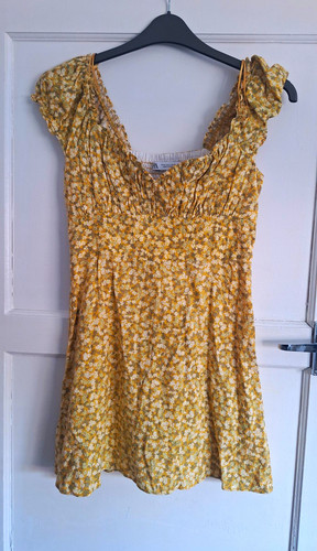 Zara yellow floral smocked - yellow,