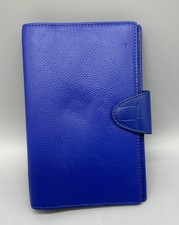 Filofax Malden Personal Organiser Planner Diary Blue Leather Crock Button Snap