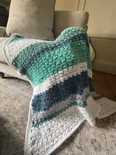 Handmade crochet blanket - crochet, teal