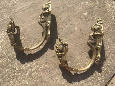 Pair of Antique Lion French Curtain Tie Back Hooks. High Quality Casting. Brass.