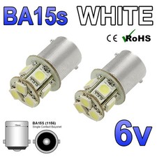 2x 6V 6 VOLT 8 SMD 5050 LED BULBS GLB205 BA15S 5W POSITIVE EARTH NEGATIVE EARTH