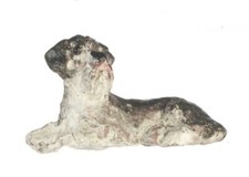 Dolls House Schnauzer Sitting Miniature Pet Dog 1:48 Quarter Inch Scale