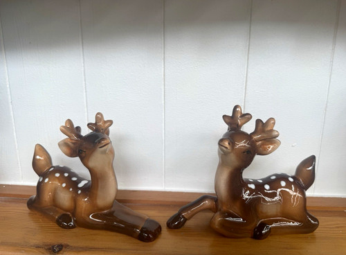 Pair ceramic pottery deer - of, ceramic/pottery
