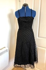 PHASE EIGHT Midnight Black Fine Ruffle 1950s Style Evening Dress size 10