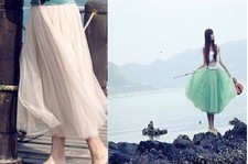 WOMEN GIRLS TUTU PETTICOAT LONG SKIRT ROCKABILLY TULLE GOTH BALLET SKIRT