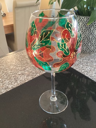 Wine glass large - wine, painted