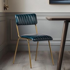 Diner Dining Chair Blue Ribbed