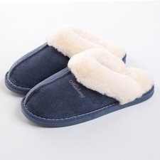 Womens Ladies Faux Fur Lined Slip On Comfy Warm Winter Slippers Mules Shoes Size