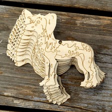 10x Wooden Chinese Crested Dog