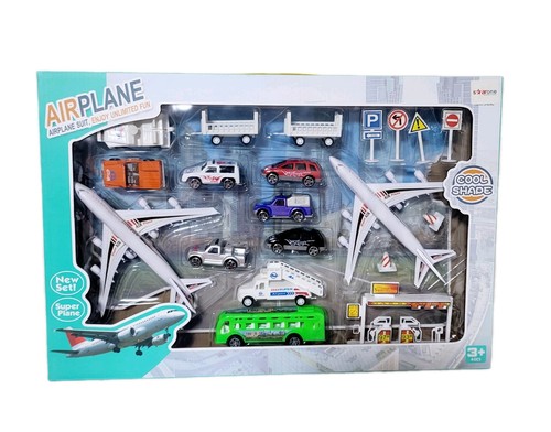 Airport set with aeroplane - airport,