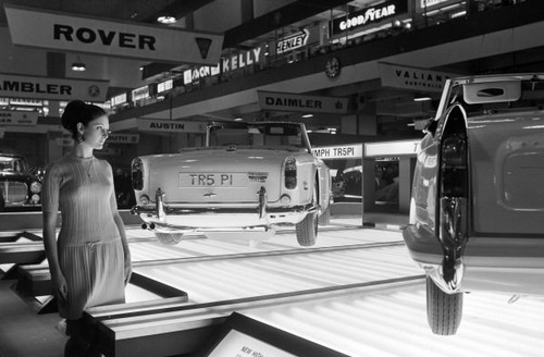Model with the triumph tr5 - with,