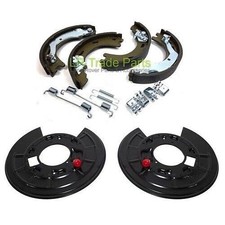 FITS DISCOVERY 3 & 4 REAR HANDBRAKE SHOES & BACK PLATES MUD SHIELDS KIT