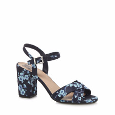 Debenhams Collection Womens UK 5 EU38 Navy Floral Clover High Block Heel Sandals
