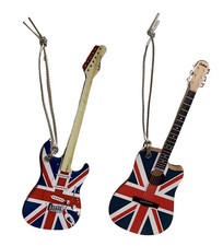 Union Jack Guitar Christmas Tree Decorations - Set of 2 -  Guitar Gifts G14/16-D