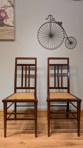 Pair antique cane - cane, bergere