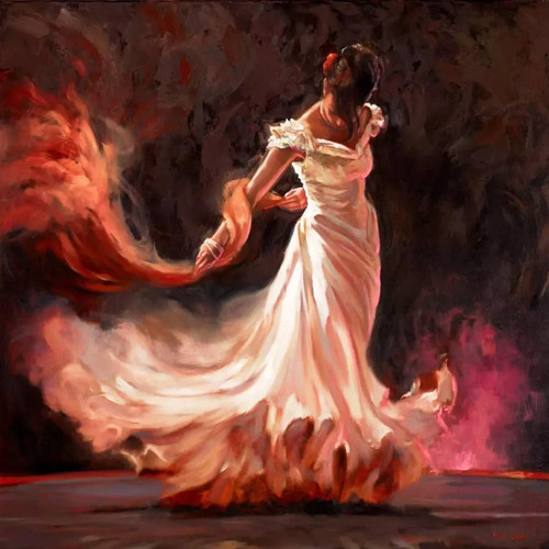 Flamenco dancer white - dancer, in