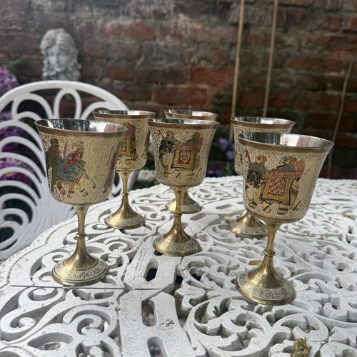 Set vintage brass goblets - vintage,