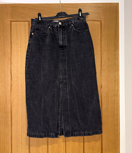 Mango black denim midi pencil - mango,