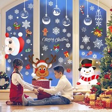 385 Pcs Christmas Window Stickers 10 Sheets Double-Sides Xmas Window Decorations